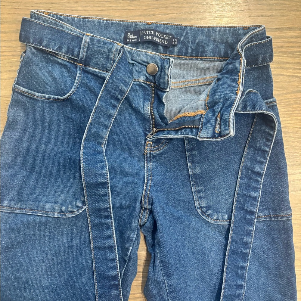 NWOT Boden Patch Pocket Girlfriend Jeans. Indigo women’s size 4P Petites - Picture 3 of 6